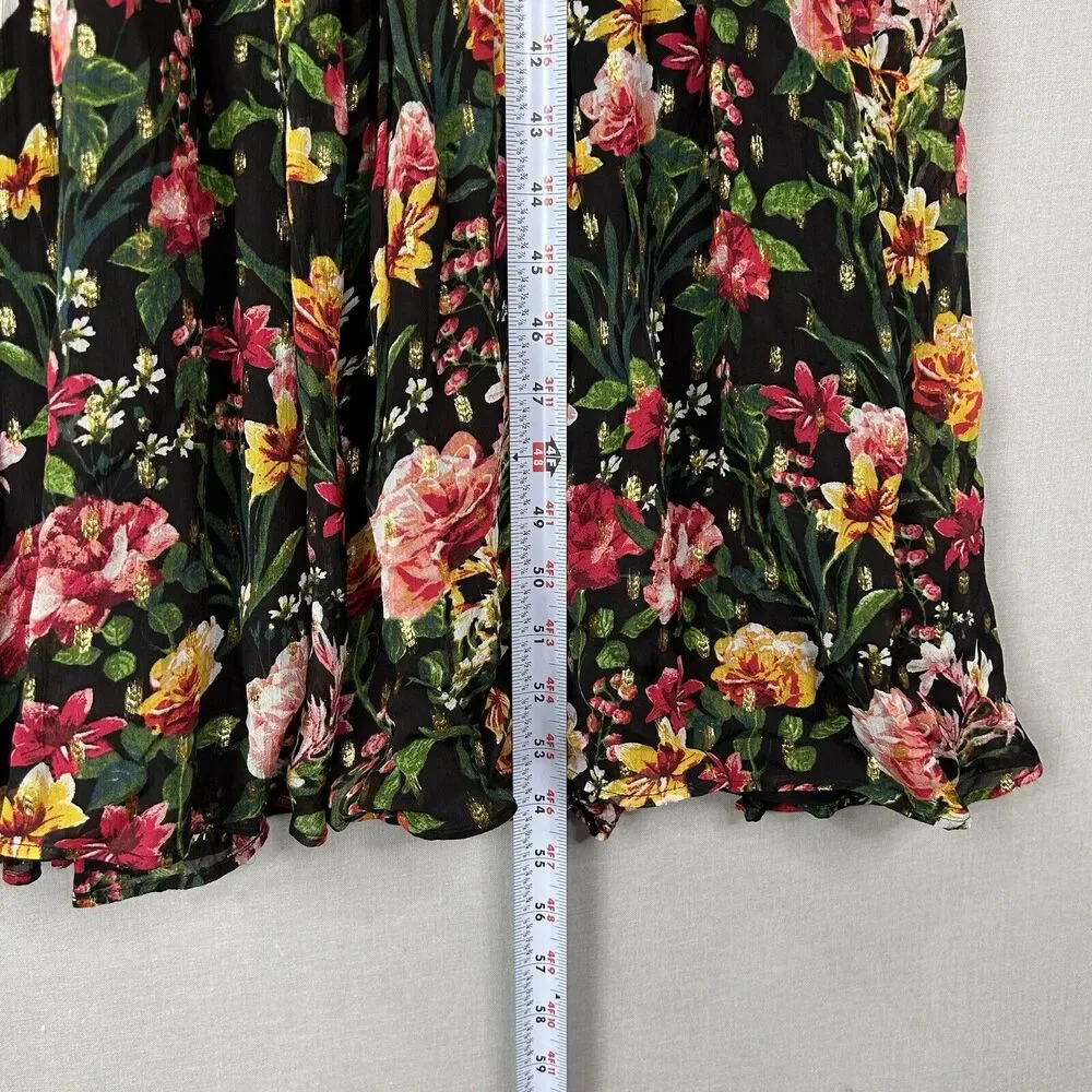 J.Crew Tie Front Floral Maxi Dress Womens Dress XL Black Cottage Prairie Boho